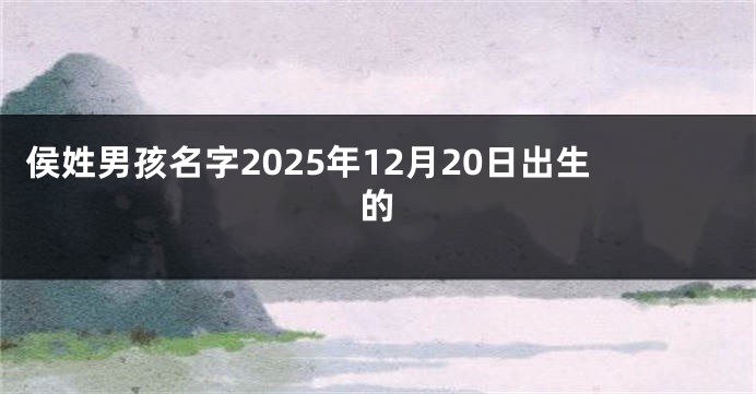 侯姓男孩名字2025年12月20日出生的
