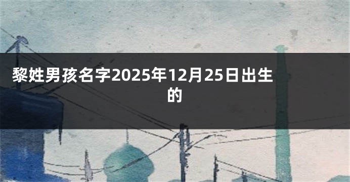 黎姓男孩名字2025年12月25日出生的