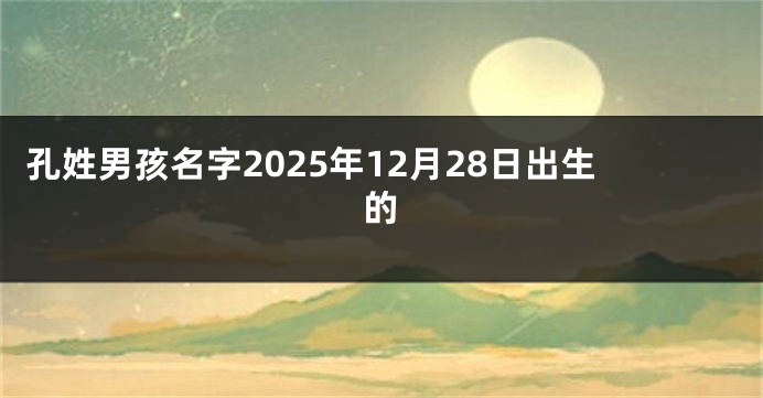 孔姓男孩名字2025年12月28日出生的