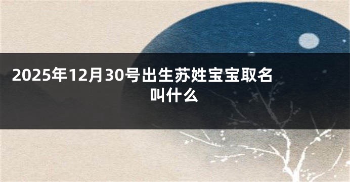 2025年12月30号出生苏姓宝宝取名叫什么