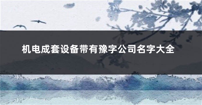 机电成套设备带有豫字公司名字大全