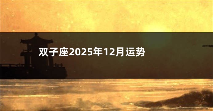 双子座2025年12月运势