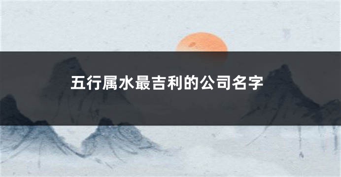 五行属水最吉利的公司名字