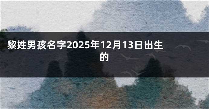 黎姓男孩名字2025年12月13日出生的
