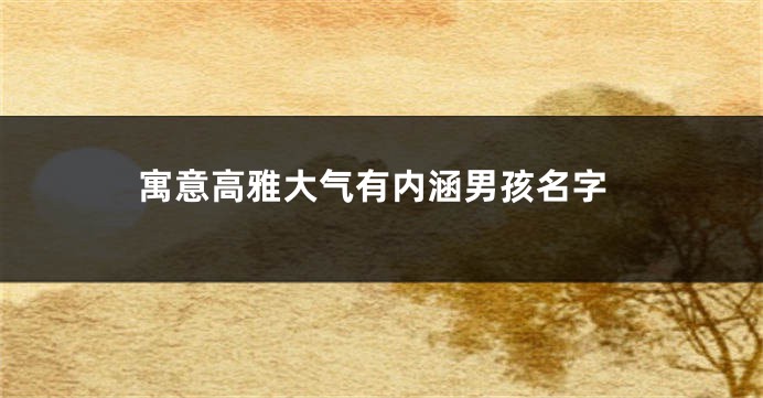 寓意高雅大气有内涵男孩名字