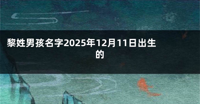 黎姓男孩名字2025年12月11日出生的