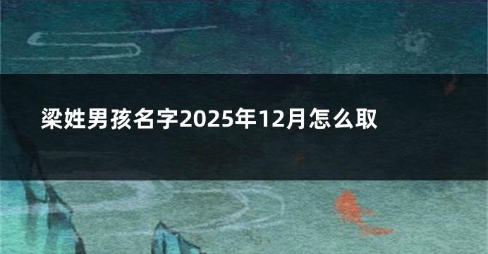梁姓男孩名字2025年12月怎么取