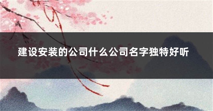 建设安装的公司什么公司名字独特好听