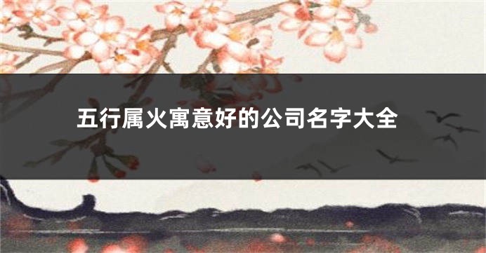 五行属火寓意好的公司名字大全