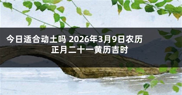 今日适合动土吗 2026年3月9日农历正月二十一黄历吉时