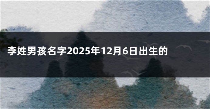 李姓男孩名字2025年12月6日出生的