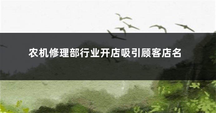 农机修理部行业开店吸引顾客店名