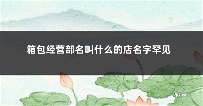 箱包经营部名叫什么的店名字罕见