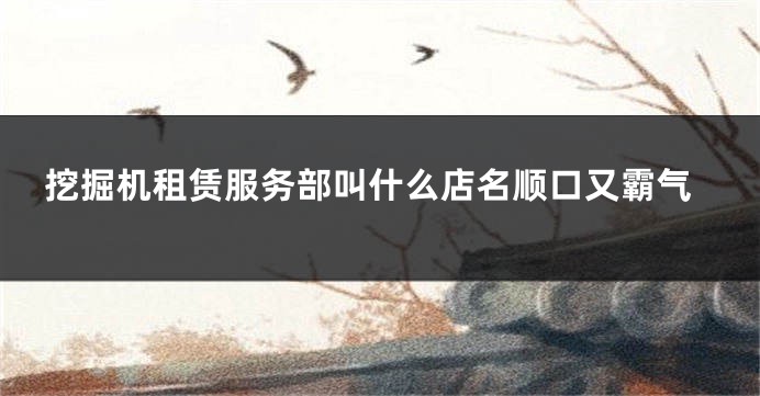 挖掘机租赁服务部叫什么店名顺口又霸气