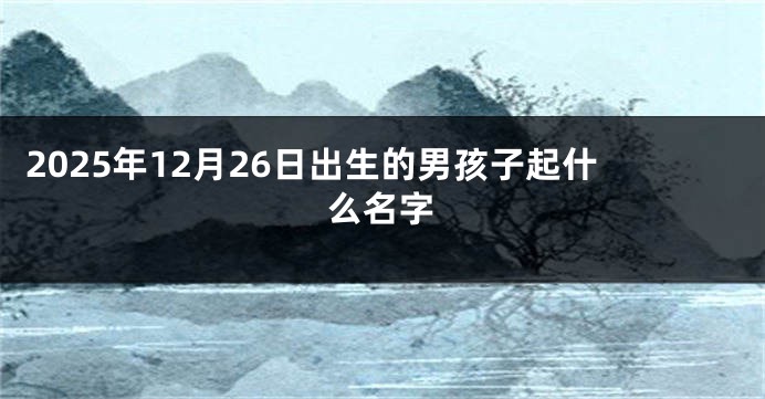 2025年12月26日出生的男孩子起什么名字