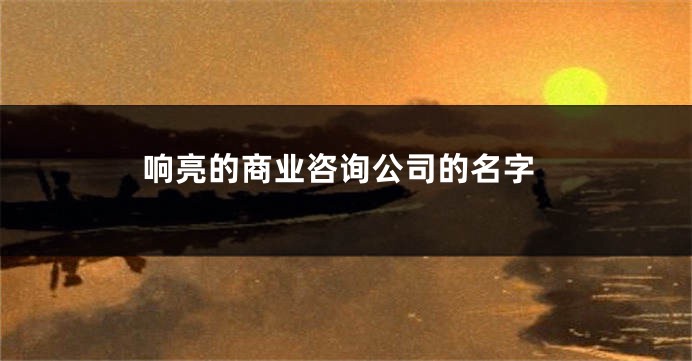 响亮的商业咨询公司的名字