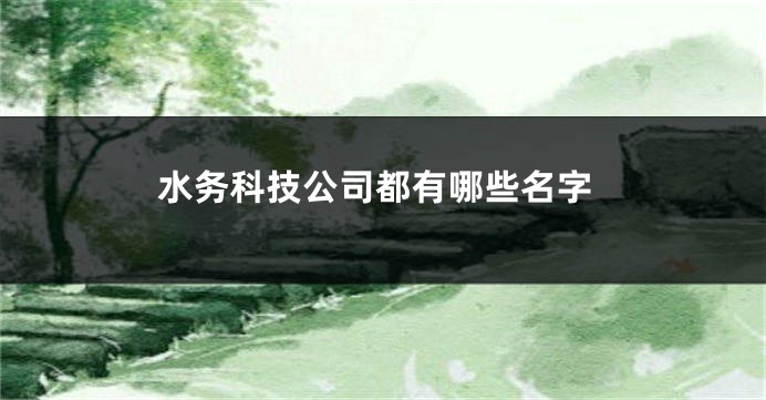 水务科技公司都有哪些名字