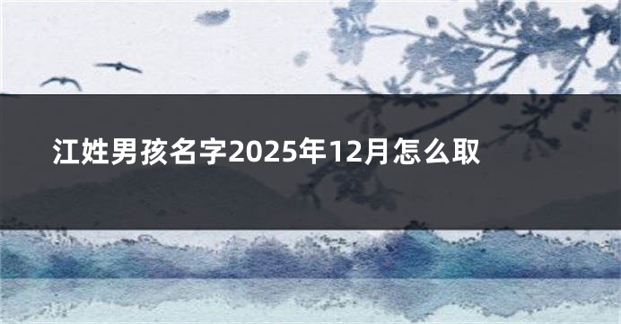 江姓男孩名字2025年12月怎么取
