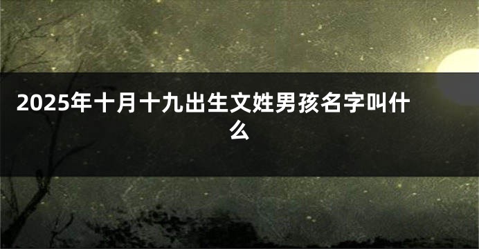 2025年十月十九出生文姓男孩名字叫什么