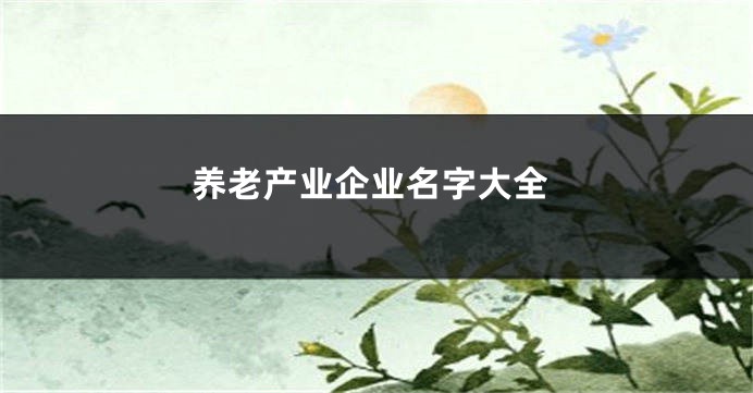 养老产业企业名字大全