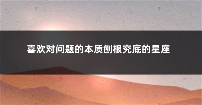 喜欢对问题的本质刨根究底的星座