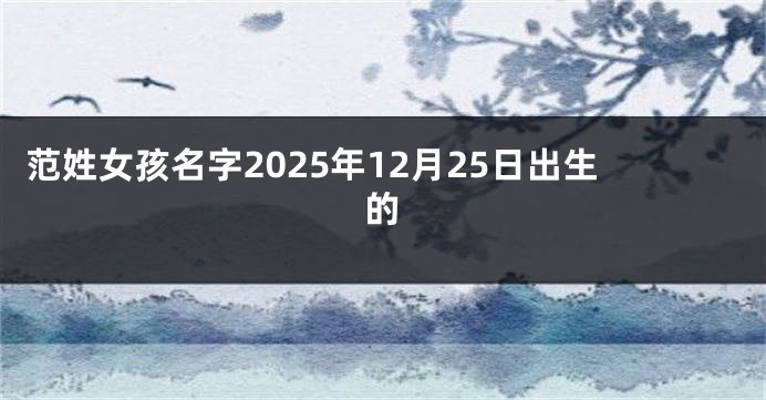 范姓女孩名字2025年12月25日出生的