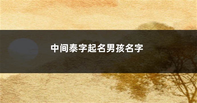 中间泰字起名男孩名字