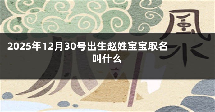 2025年12月30号出生赵姓宝宝取名叫什么