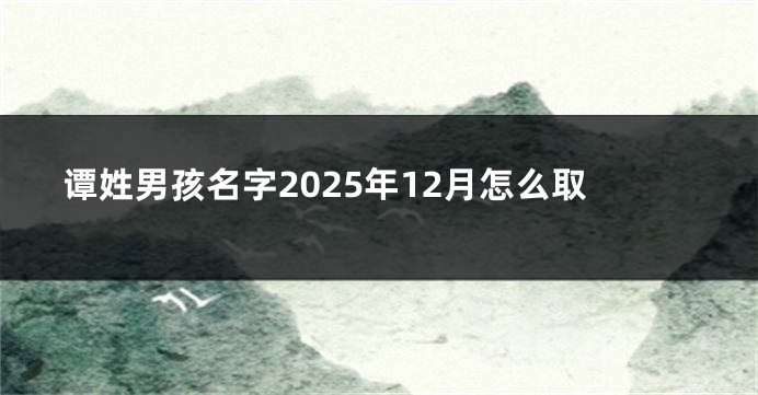 谭姓男孩名字2025年12月怎么取