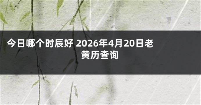 今日哪个时辰好 2026年4月20日老黄历查询