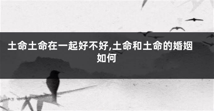 土命土命在一起好不好,土命和土命的婚姻如何