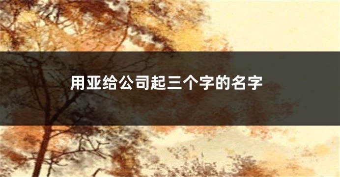 用亚给公司起三个字的名字
