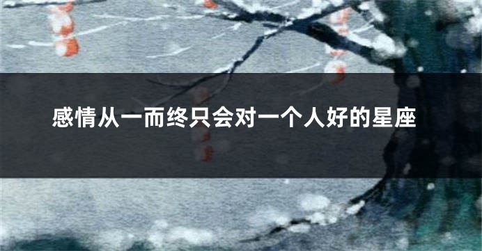 感情从一而终只会对一个人好的星座