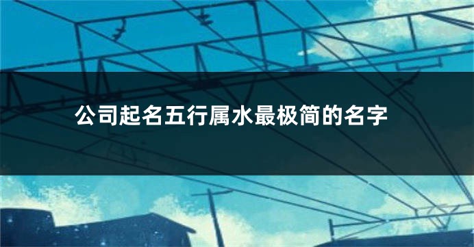 公司起名五行属水最极简的名字