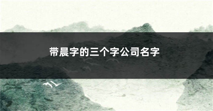 带晨字的三个字公司名字