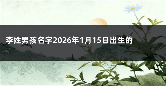 李姓男孩名字2026年1月15日出生的