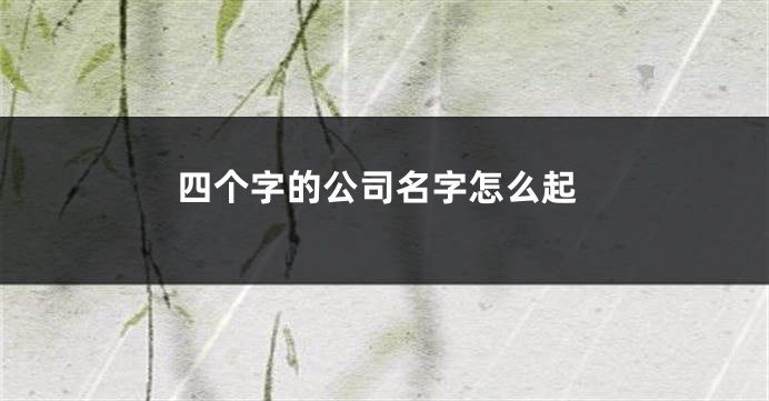 四个字的公司名字怎么起