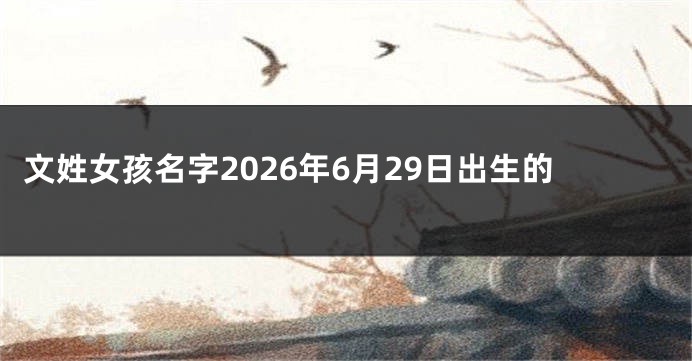 文姓女孩名字2026年6月29日出生的