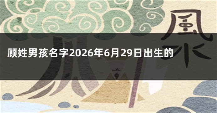 顾姓男孩名字2026年6月29日出生的