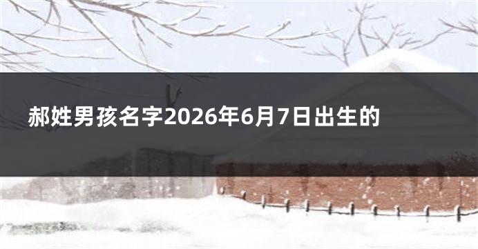 郝姓男孩名字2026年6月7日出生的