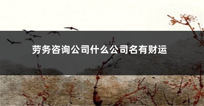 劳务咨询公司什么公司名有财运