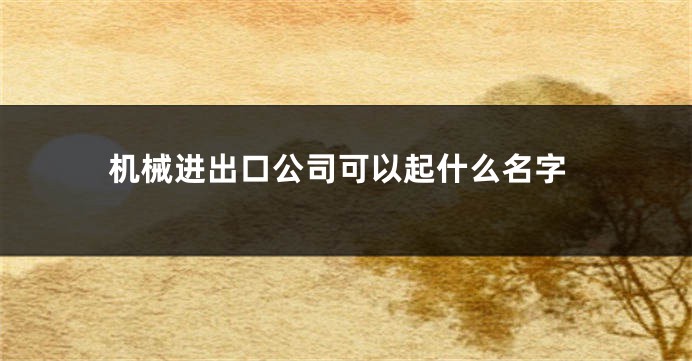 机械进出口公司可以起什么名字
