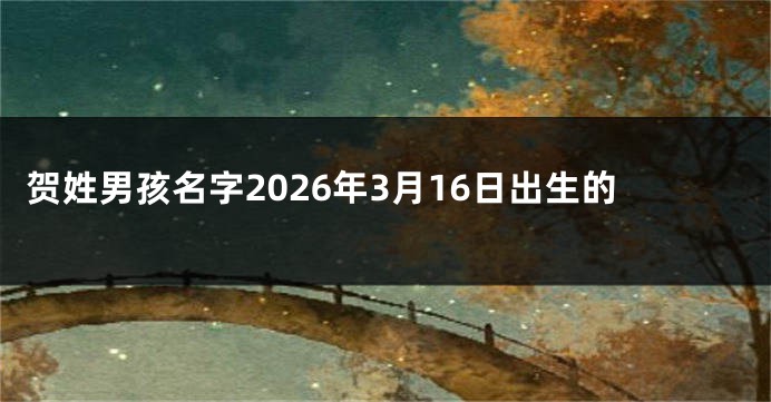 贺姓男孩名字2026年3月16日出生的