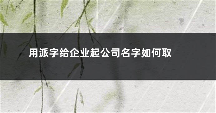 用派字给企业起公司名字如何取 
