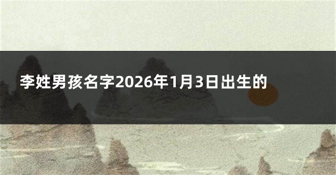 李姓男孩名字2026年1月3日出生的