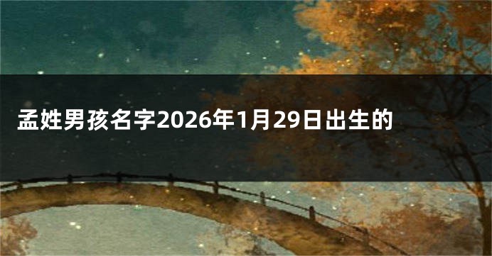 孟姓男孩名字2026年1月29日出生的
