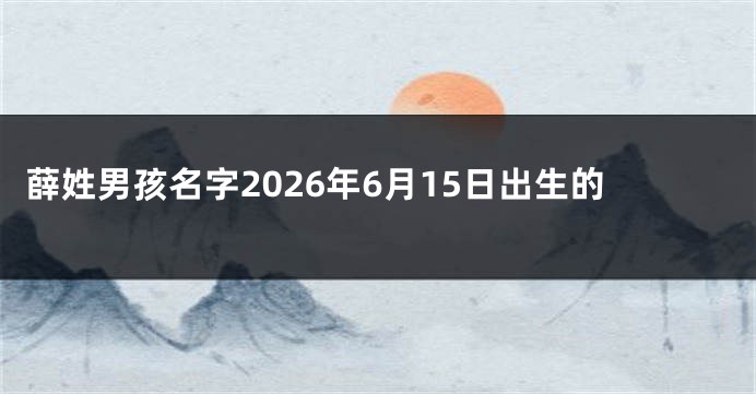薛姓男孩名字2026年6月15日出生的