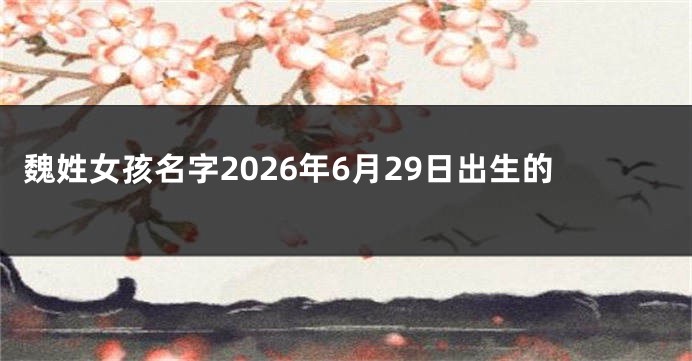 魏姓女孩名字2026年6月29日出生的