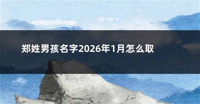 郑姓男孩名字2026年1月怎么取