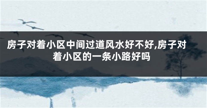 房子对着小区中间过道风水好不好,房子对着小区的一条小路好吗